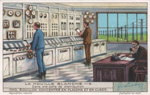 1933 Liebig La Houille Blanche (Hydroelectricity) (French Text) (F1267, S1271) #6 Dans une salle de distribution Front
