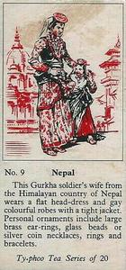 1955 Ty-phoo Tea Costumes of the World #9 Nepal Front