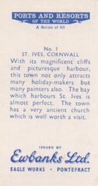 1960 Ewbanks Ports and Resorts of the World #1 St. Ives, Cornwall Back