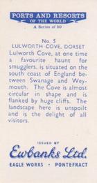 1960 Ewbanks Ports and Resorts of the World #5 Lulworth Cove, Dorset Back