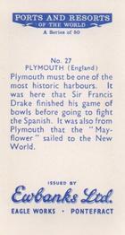1960 Ewbanks Ports and Resorts of the World #27 Plymouth (England) Back