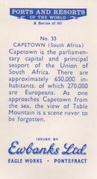 1960 Ewbanks Ports and Resorts of the World #33 Capetown (South Africa) Back