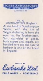 1960 Ewbanks Ports and Resorts of the World #40 Southampton (England) Back