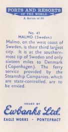 1960 Ewbanks Ports and Resorts of the World #41 Malmo (Sweden) Back