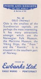 1960 Ewbanks Ports and Resorts of the World #42 Oslo (Norway) Back