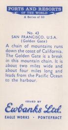 1960 Ewbanks Ports and Resorts of the World #43 San Francisco, U.S.A. (Golden Gate) Back