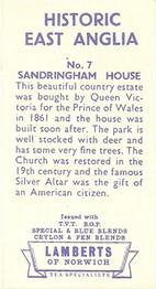 1961 Lamberts Historic East Anglia #7 Sandringham House Back