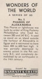1962 Barratt Wonders of the World #5 Pharos of Alexandria Back