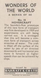 1962 Barratt Wonders of the World #18 Hovercraft Back
