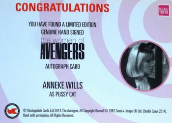 2014 Unstoppable Cards The Women of the Avengers - Autographs #WAAW Anneke Wills Back