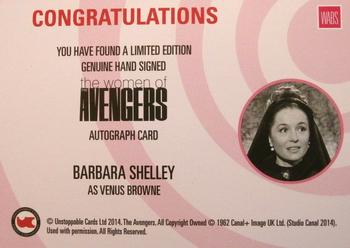 2014 Unstoppable Cards The Women of the Avengers - Autographs #WABS Barbara Shelley Back