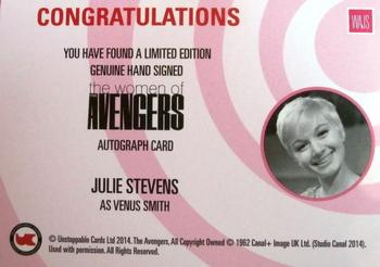 2014 Unstoppable Cards The Women of the Avengers - Autographs #WAJS Julie Stevens Back