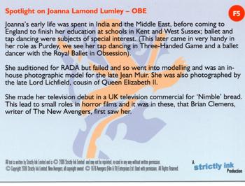 2006 Strictly Ink The New Avengers - Gold Foil #F5 Spotlight on Joanna Lumley Back
