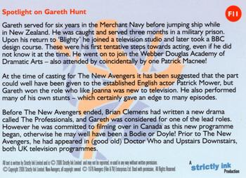 2006 Strictly Ink The New Avengers - Gold Foil #F11 Spotlight on Gareth Hunt Back