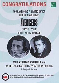 2020 Unstoppable Cards The Complete Avengers Set 2 - Case Incentives Autographs #AVCE2 Murray Melvin / Astor Sklair Back