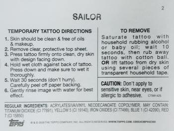 2020 Topps Garbage Pail Kids 35th Anniversary - No Ragerts Tattoos #2 Sailor Back
