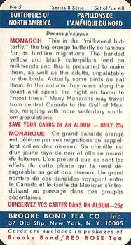 1965 Brooke Bond Butterflies of North America (USA Blue Backs) #5 Monarch Back