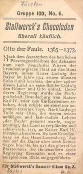 1899 Stollwerck Album 3 Gruppe 100 Aus der Berliner Siegesalle (Avenue of Victory in Berlin) Album 3, Gruppe 100 #6 Otto der Faule Back