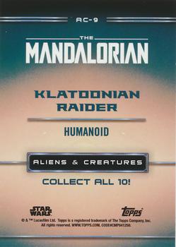 2020 Topps Star Wars: The Mandalorian Season 1 - Aliens & Creatures #AC-9 Klatoonian Raider Back