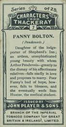 1913 Player's Characters from Thackeray #7 Fanny Bolton Back