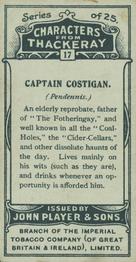 1913 Player's Characters from Thackeray #17 Captain Costigan Back
