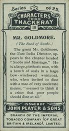 1913 Player's Characters from Thackeray #19 Mr. Goldmore Back