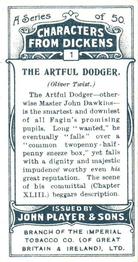 1923 Player's Characters from Dickens #1 The Artful Dodger Back