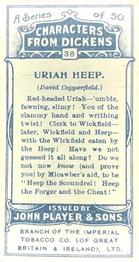 1923 Player's Characters from Dickens #38 Uriah Heep Back