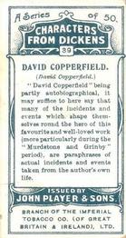1923 Player's Characters from Dickens #39 David Copperfield Back