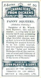 1923 Player's Characters from Dickens #45 Fanny Squeers Back