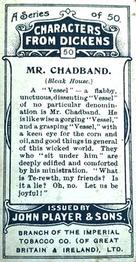 1923 Player's Characters from Dickens #50 Mr. Chadband Back