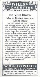 1924 Wills's Do You Know (2nd Series) #7 Do You Know why a Bishop wears a Laced Hat? Back