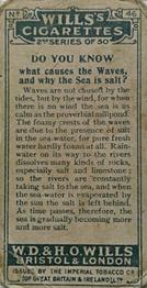 1924 Wills's Do You Know (2nd Series) #46 Do You Know what causes the Waves, and why the Sea is salt? Back