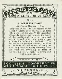 1924 Scottish Co-operative Wholesale Society (S.C.W.S.) Famous Pictures #4 A Hopeless Dawn Back