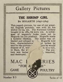 1924 Mac Fisheries Gallery Pictures #B3 The Shrimp Girl Back