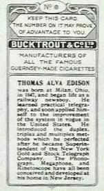 1924 Bucktrout Inventors #8 Thomas Alva Edison Back