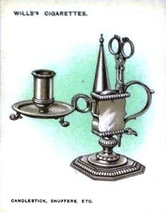 1924 Wills's Old Silver #8 Candlestick, Snuffers, Ect. Front