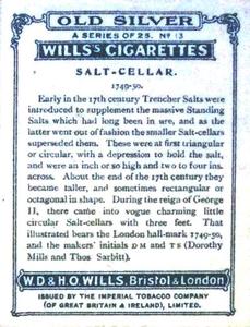 1924 Wills's Old Silver #13 Salt Cellar Back