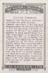 1925 Cavanders The Nation's Treasures #2 Julius Cæsar Back
