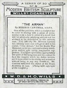 1928 Wills's Modern British Sculpture #4 The Airman Back