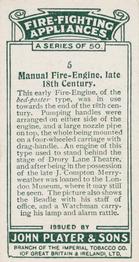 1930 Player's Fire-Fighting Appliances #5 Manual Fire-Engine, late 18th Century Back