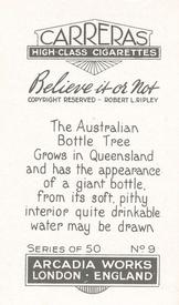 1934 Carreras Believe it or Not #9 The Australian Bottle Tree Back