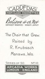1934 Carreras Believe it or Not #10 The Chair that Grew Back
