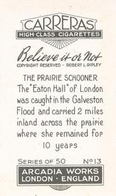 1934 Carreras Believe it or Not #13 The Prairie Schooner Back