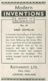 1935 Rothmans Modern Inventions #44 Graf Zeppelin Back