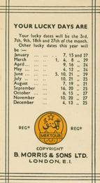 1936 B. Morris & Sons Horoscope #NNO February Back