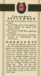 1936 B. Morris & Sons Horoscope #NNO September Front