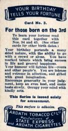 1937 Ardath Your Birthday Tells Your Fortune #3 Felix Mendelssohn Back