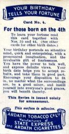 1937 Ardath Your Birthday Tells Your Fortune #4 Dr. Barnardo Back