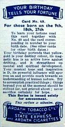 1937 Ardath Your Birthday Tells Your Fortune #49 Neptune Back